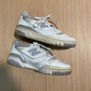 New Balance 550 White Grey Leather Sneakers BBW550BB Mens 7 Womens 8.5 Low Top